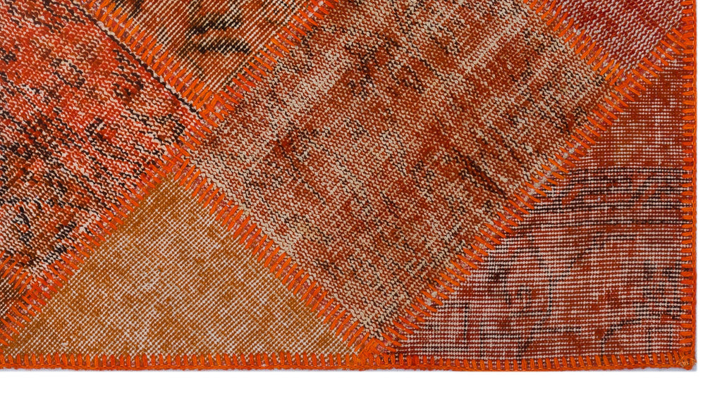 Orange Over Dyed Patchwork Unique Rug 2'7'' x 4'11'' ft 80 x 150 cm
