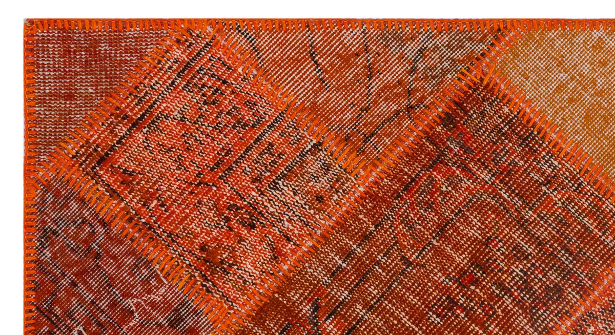Orange Over Dyed Patchwork Unique Rug 2&#39;7&#39;&#39; x 4&#39;11&#39;&#39; ft 80 x 150 cm