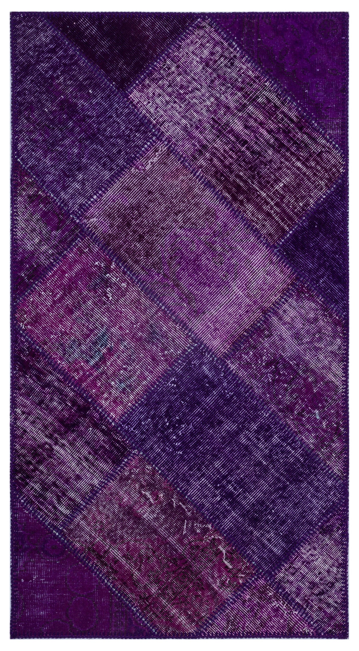 Purple Over Dyed Patchwork Unique Rug 2&#39;7&#39;&#39; x 4&#39;11&#39;&#39; ft 80 x 150 cm