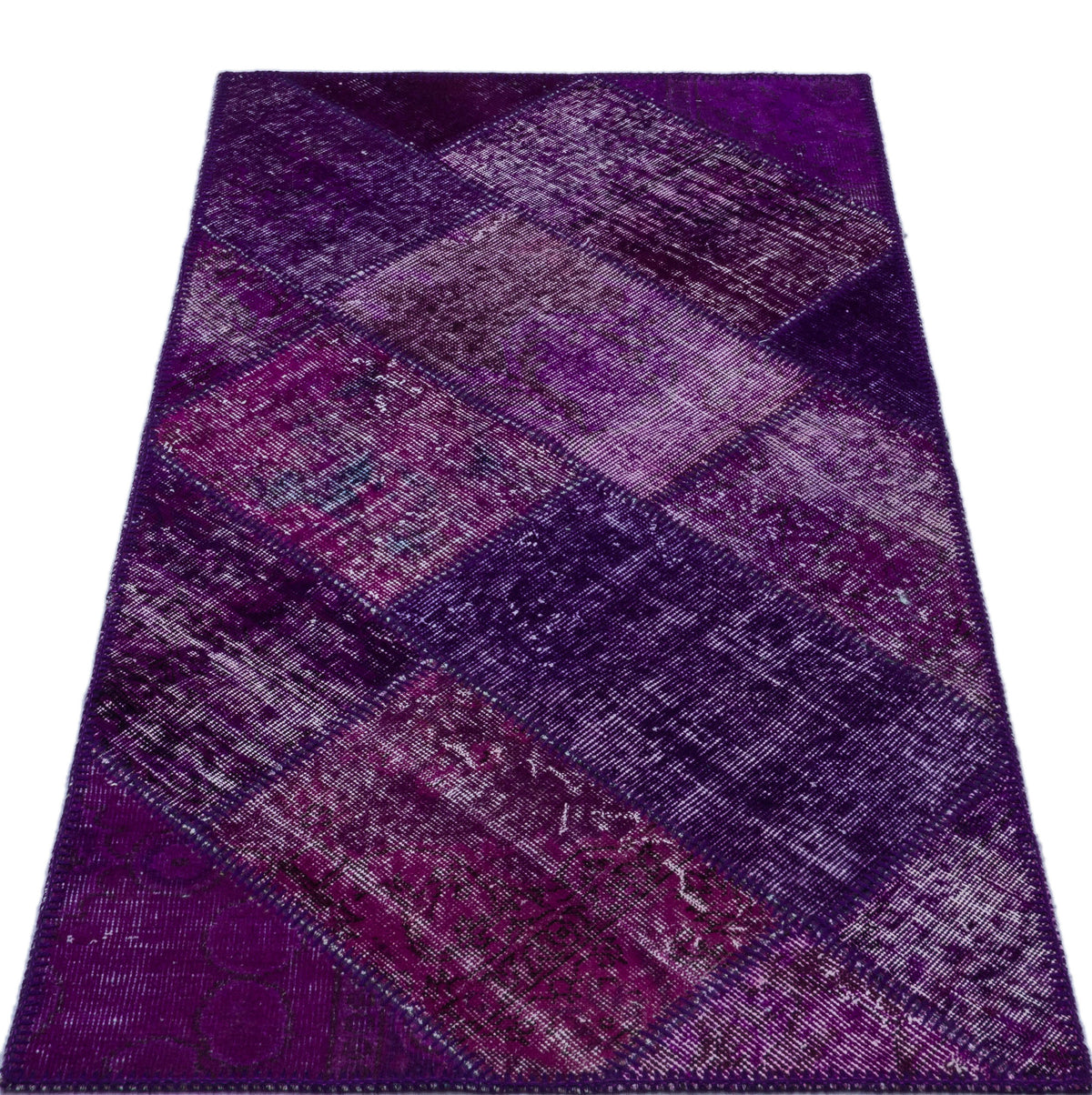Purple Over Dyed Patchwork Unique Rug 2&#39;7&#39;&#39; x 4&#39;11&#39;&#39; ft 80 x 150 cm