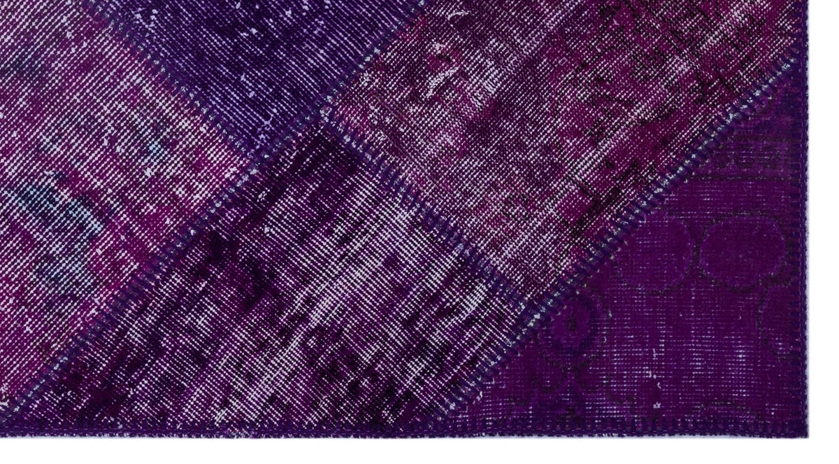 Purple Over Dyed Patchwork Unique Rug 2&#39;7&#39;&#39; x 4&#39;11&#39;&#39; ft 80 x 150 cm