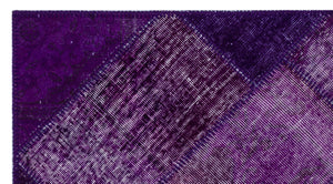 Purple Over Dyed Patchwork Unique Rug 2'7'' x 4'11'' ft 80 x 150 cm