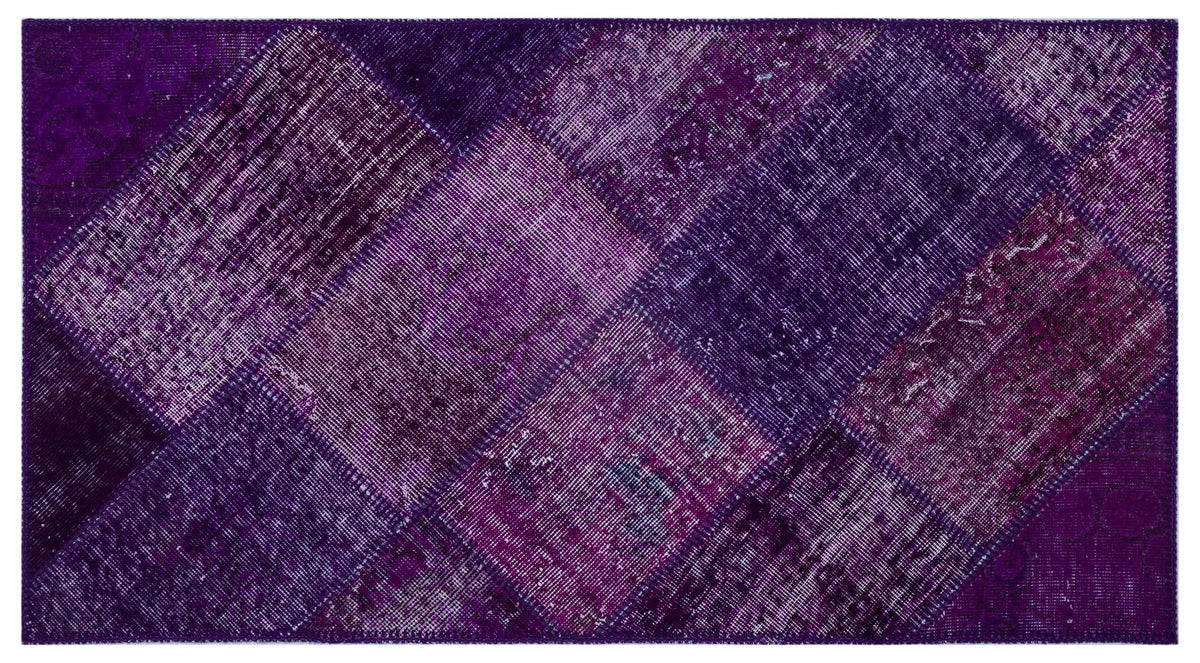Purple Over Dyed Patchwork Unique Rug 2&#39;7&#39;&#39; x 4&#39;11&#39;&#39; ft 80 x 150 cm