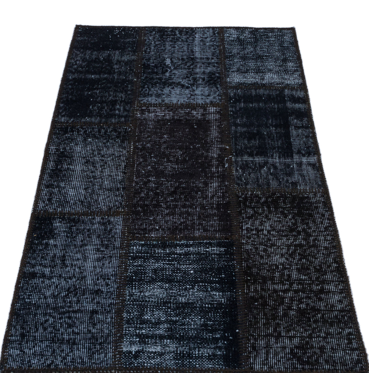 Black Over Dyed Patchwork Unique Rug 2&#39;7&#39;&#39; x 4&#39;11&#39;&#39; ft 80 x 150 cm