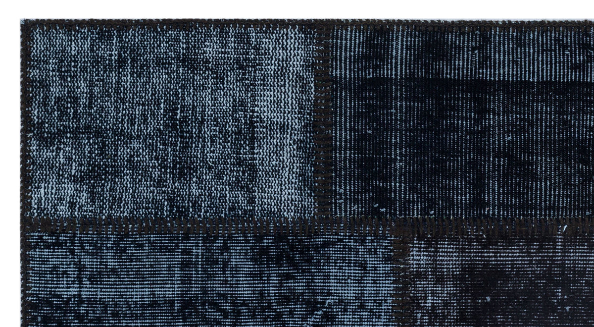 Black Over Dyed Patchwork Unique Rug 2&#39;7&#39;&#39; x 4&#39;11&#39;&#39; ft 80 x 150 cm