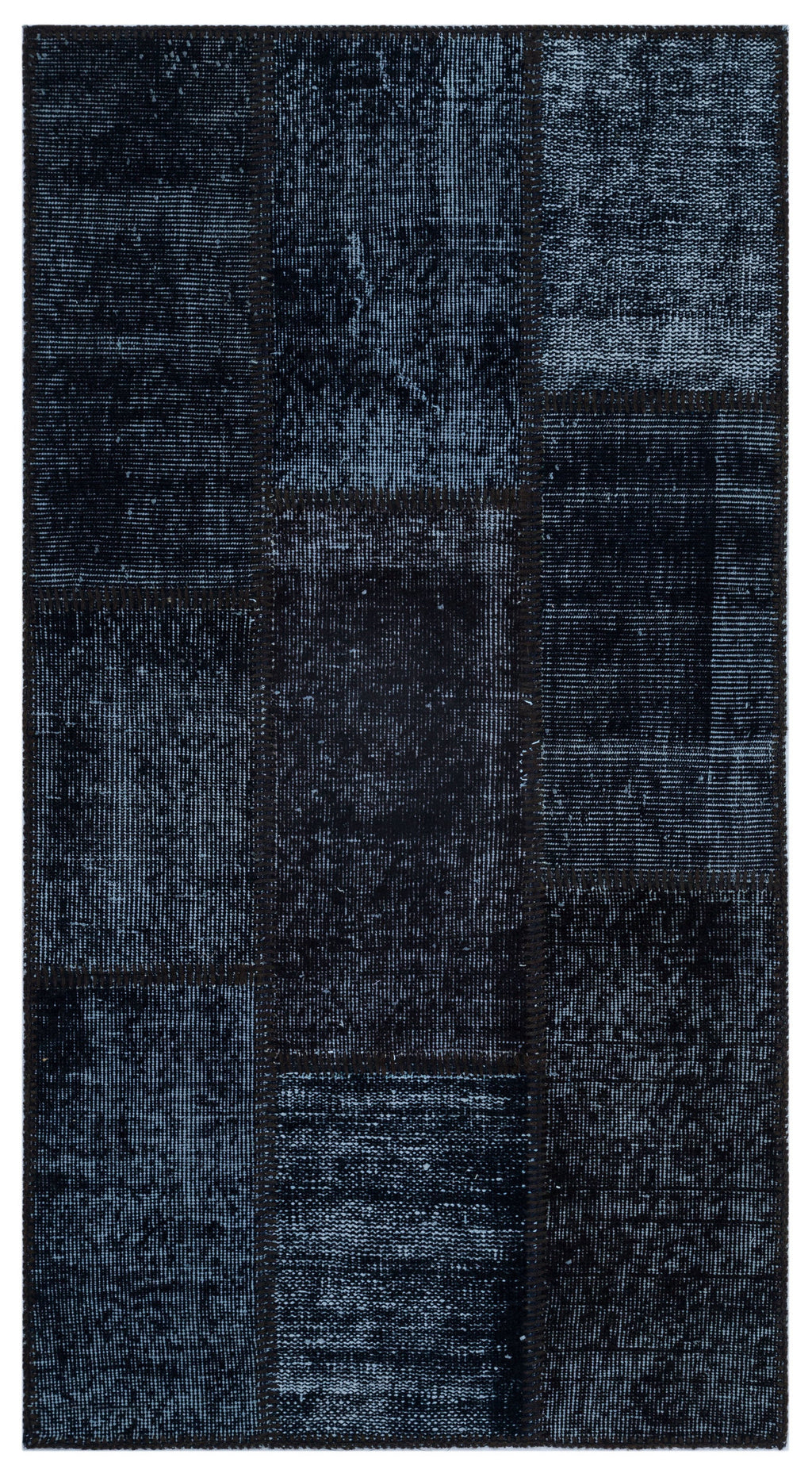 Black Over Dyed Patchwork Unique Rug 2'7'' x 4'11'' ft 80 x 150 cm