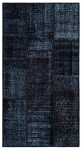 Black Over Dyed Patchwork Unique Rug 2'7'' x 4'11'' ft 80 x 150 cm