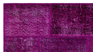 Purple Over Dyed Patchwork Unique Rug 2'7'' x 4'11'' ft 80 x 150 cm