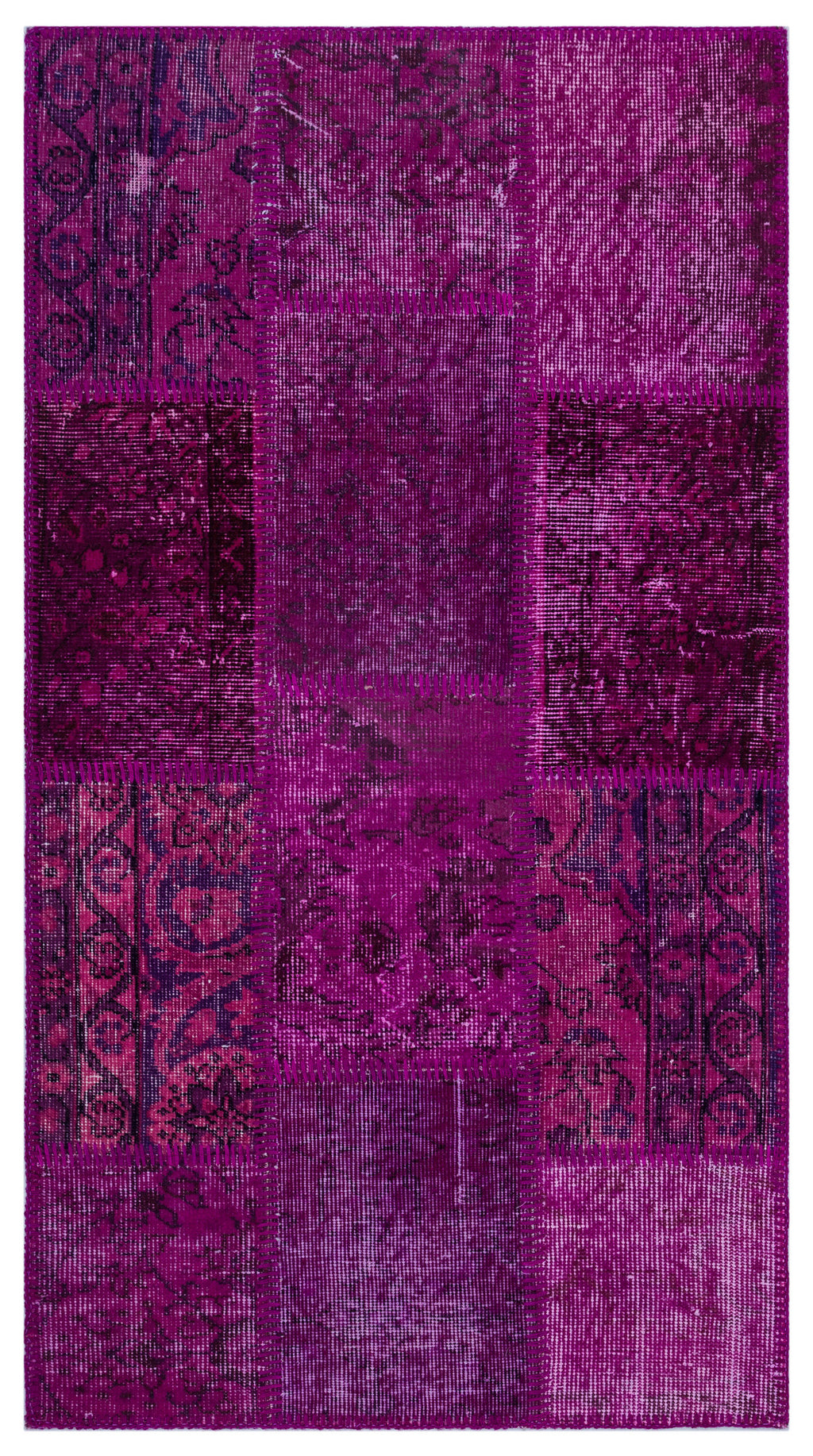 Purple Over Dyed Patchwork Unique Rug 2'7'' x 4'11'' ft 80 x 150 cm