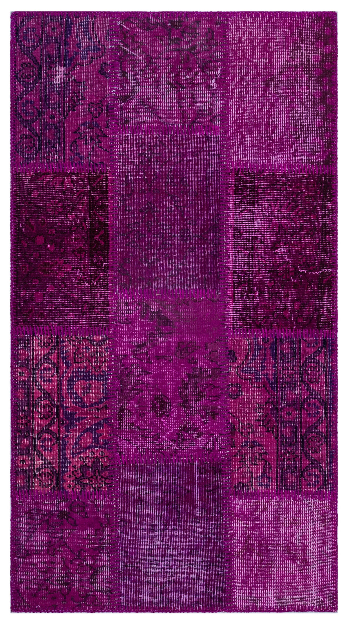 Purple Over Dyed Patchwork Unique Rug 2&#39;7&#39;&#39; x 4&#39;11&#39;&#39; ft 80 x 150 cm