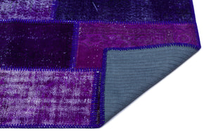 Purple Over Dyed Patchwork Unique Rug 2'7'' x 4'11'' ft 80 x 150 cm