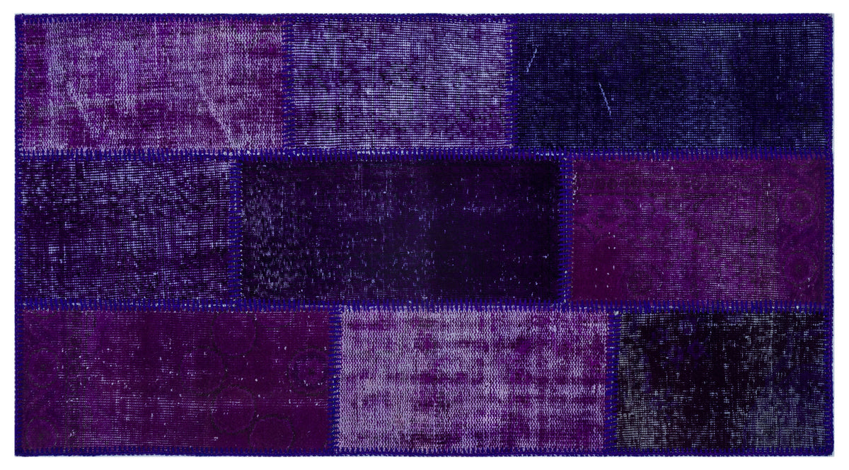 Purple Over Dyed Patchwork Unique Rug 2&#39;7&#39;&#39; x 4&#39;11&#39;&#39; ft 80 x 150 cm