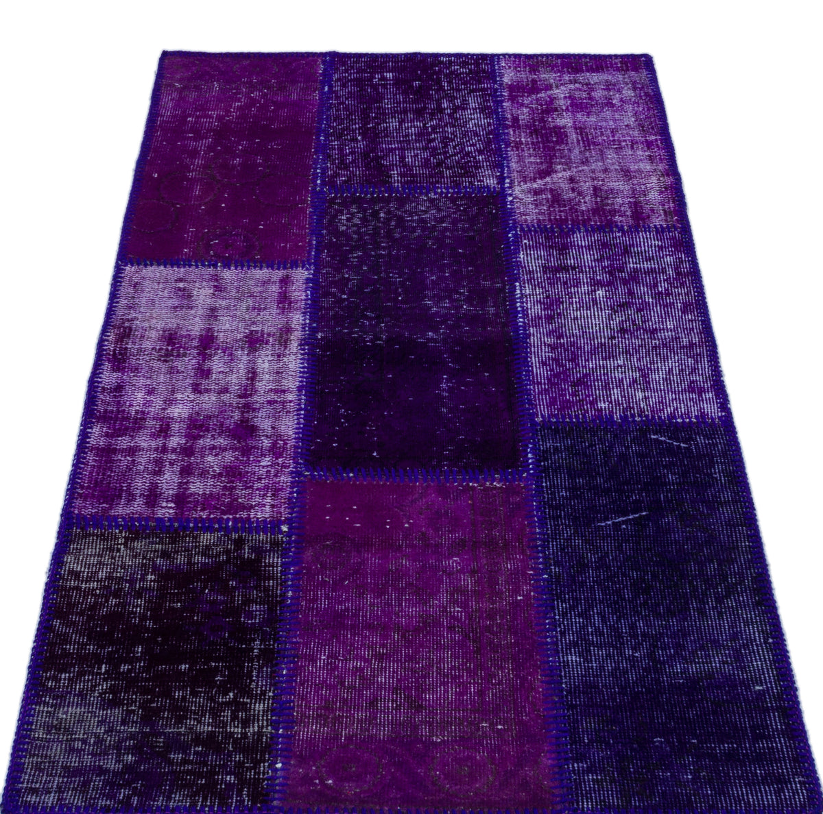 Purple Over Dyed Patchwork Unique Rug 2&#39;7&#39;&#39; x 4&#39;11&#39;&#39; ft 80 x 150 cm