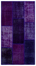 Purple Over Dyed Patchwork Unique Rug 2'7'' x 4'11'' ft 80 x 150 cm
