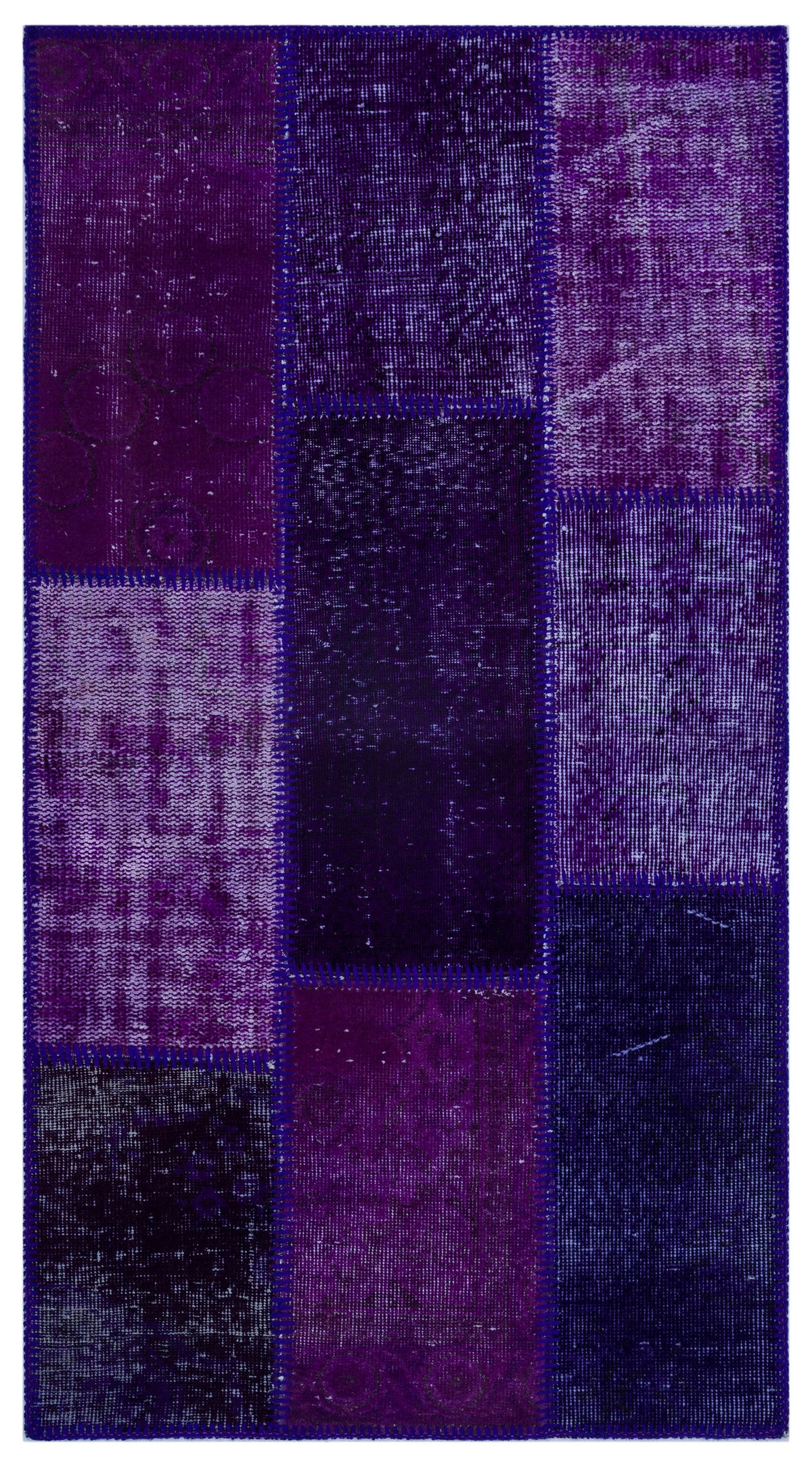 Purple Over Dyed Patchwork Unique Rug 2&#39;7&#39;&#39; x 4&#39;11&#39;&#39; ft 80 x 150 cm