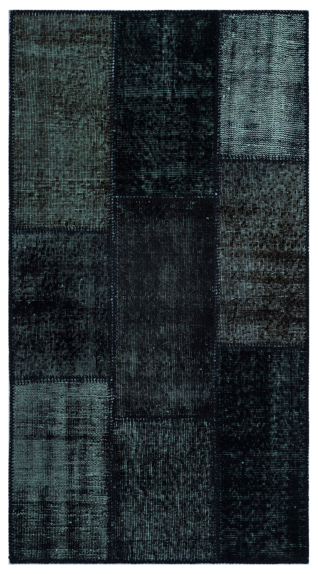 Black Over Dyed Patchwork Unique Rug 2'7'' x 4'11'' ft 80 x 150 cm