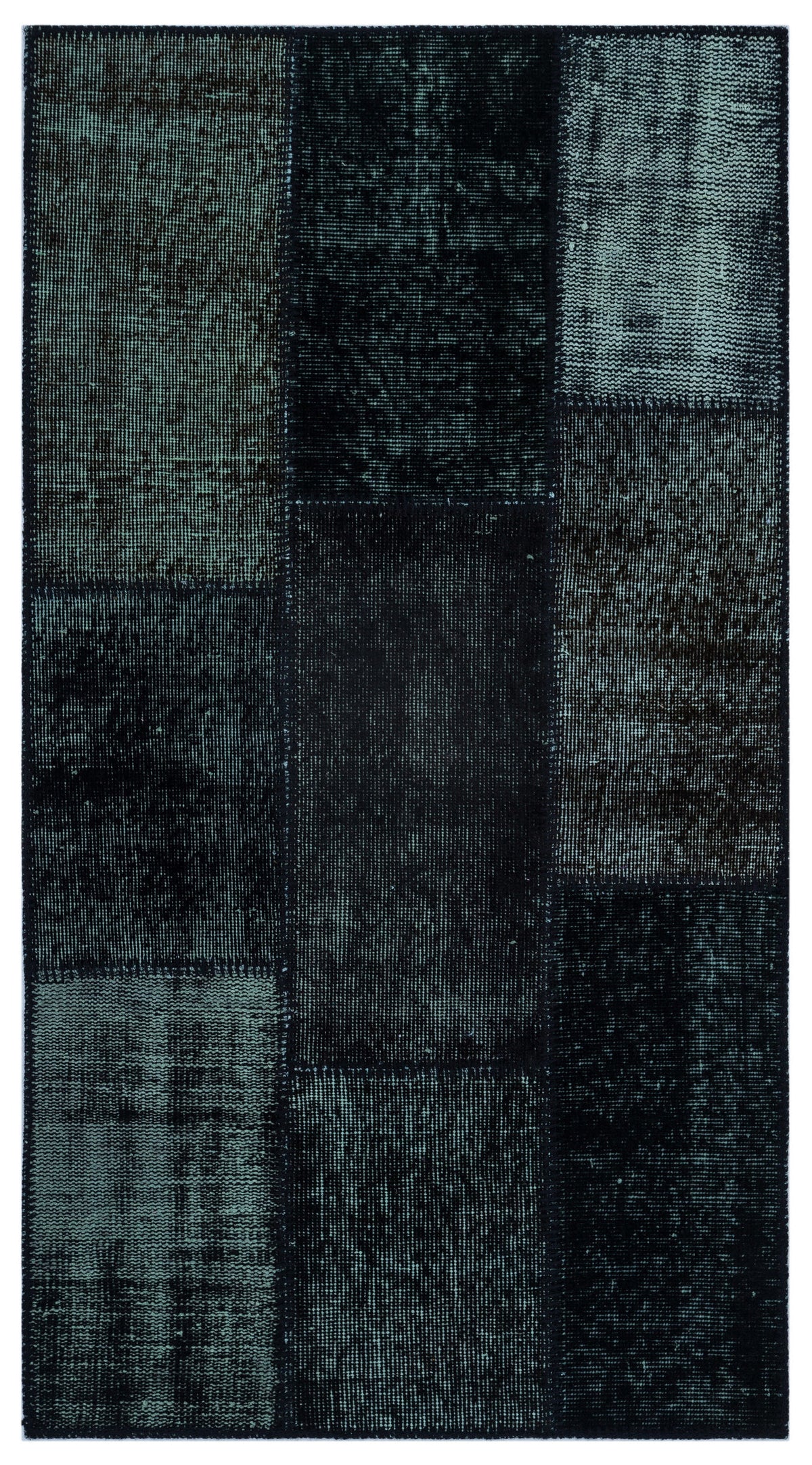 Black Over Dyed Patchwork Unique Rug 2&#39;7&#39;&#39; x 4&#39;11&#39;&#39; ft 80 x 150 cm