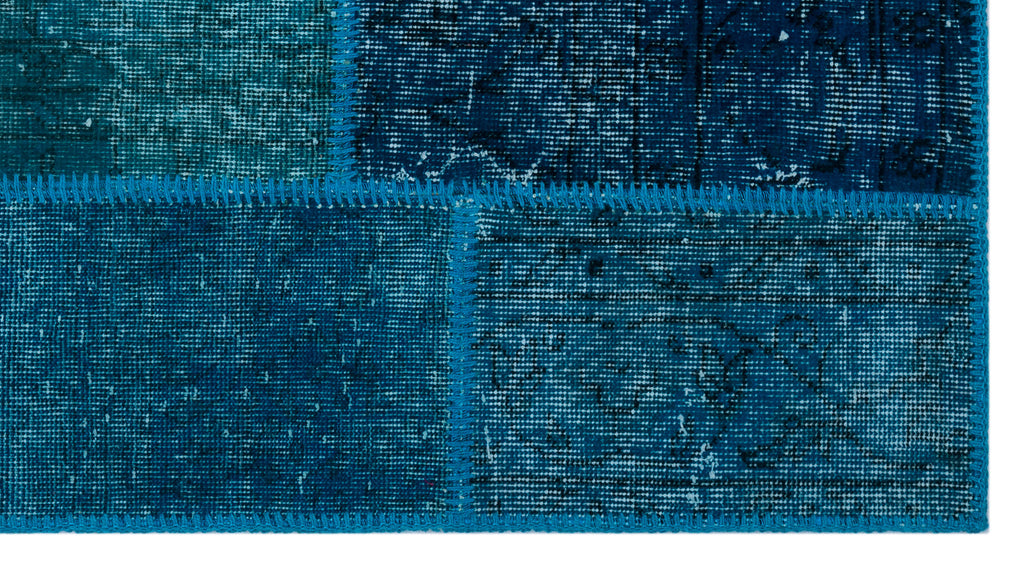 Turquoise  Over Dyed Patchwork Unique Rug 2'7'' x 4'11'' ft 80 x 150 cm