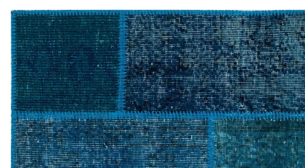 Turquoise  Over Dyed Patchwork Unique Rug 2'7'' x 4'11'' ft 80 x 150 cm