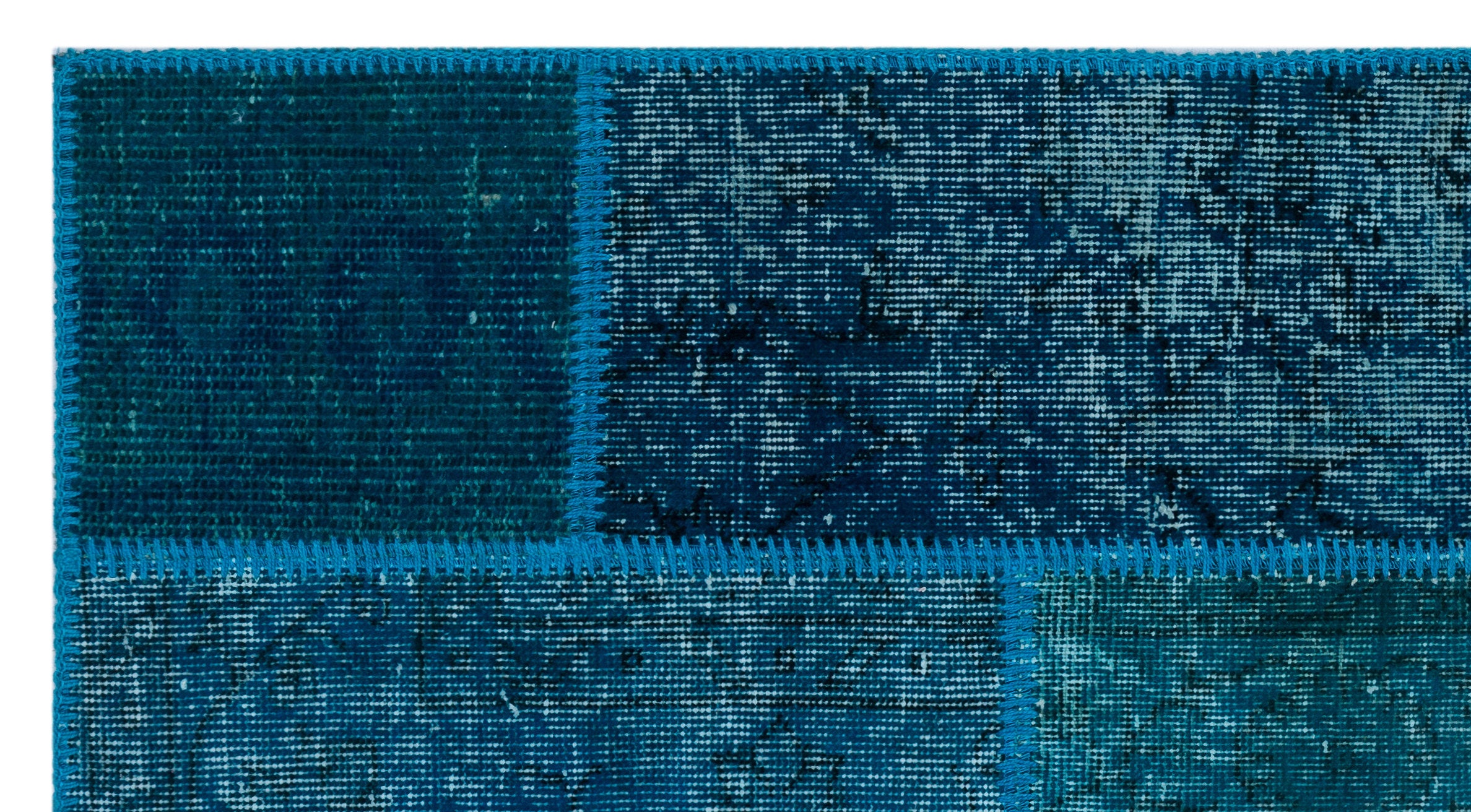 Turquoise  Over Dyed Patchwork Unique Rug 2'7'' x 4'11'' ft 80 x 150 cm