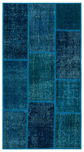 Turquoise  Over Dyed Patchwork Unique Rug 2'7'' x 4'11'' ft 80 x 150 cm