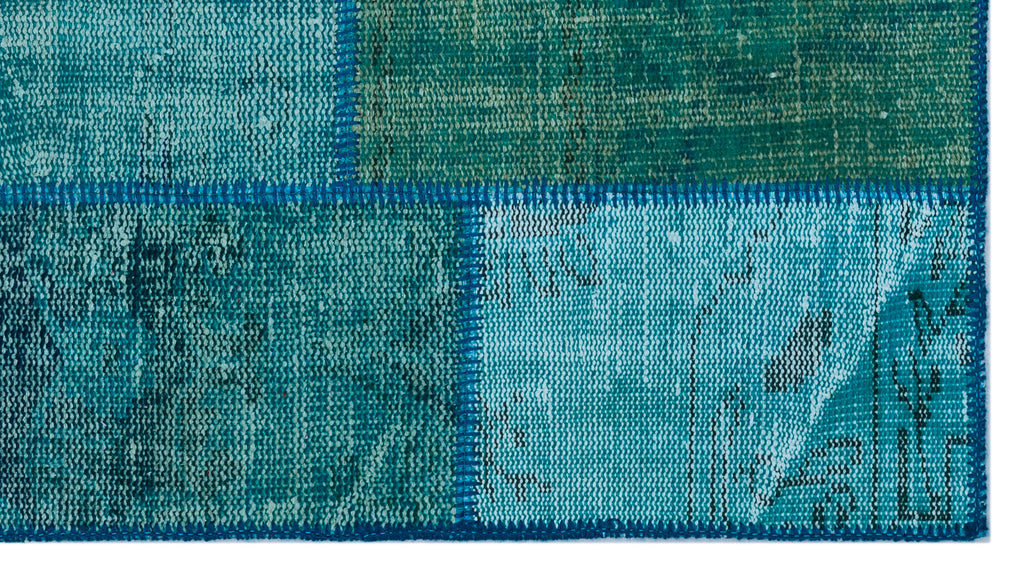 Turquoise  Over Dyed Patchwork Unique Rug 2'7'' x 4'11'' ft 80 x 150 cm