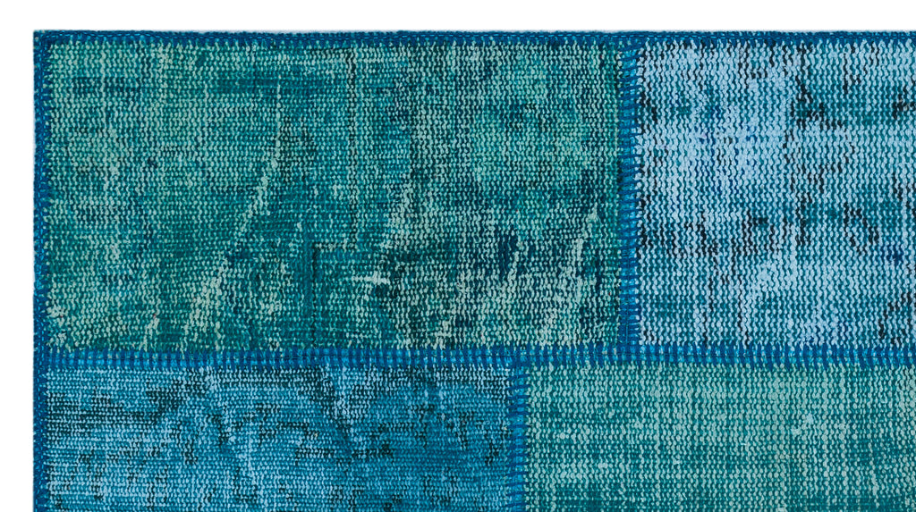 Turquoise  Over Dyed Patchwork Unique Rug 2'7'' x 4'11'' ft 80 x 150 cm