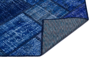 Blue Over Dyed Patchwork Unique Rug 2'7'' x 4'11'' ft 80 x 150 cm