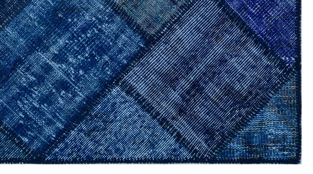Blue Over Dyed Patchwork Unique Rug 2'7'' x 4'11'' ft 80 x 150 cm
