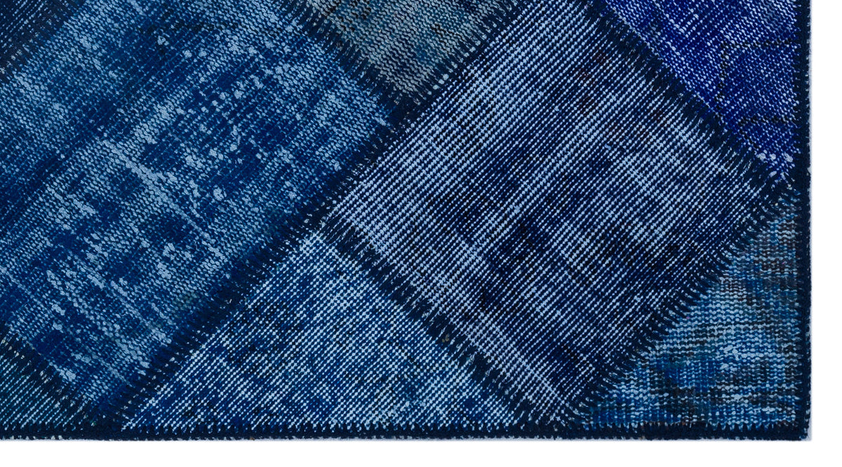 Blue Over Dyed Patchwork Unique Rug 2&#39;7&#39;&#39; x 4&#39;11&#39;&#39; ft 80 x 150 cm