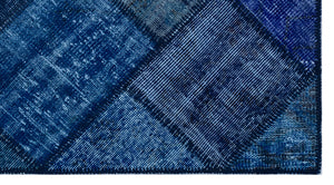 Blue Over Dyed Patchwork Unique Rug 2'7'' x 4'11'' ft 80 x 150 cm