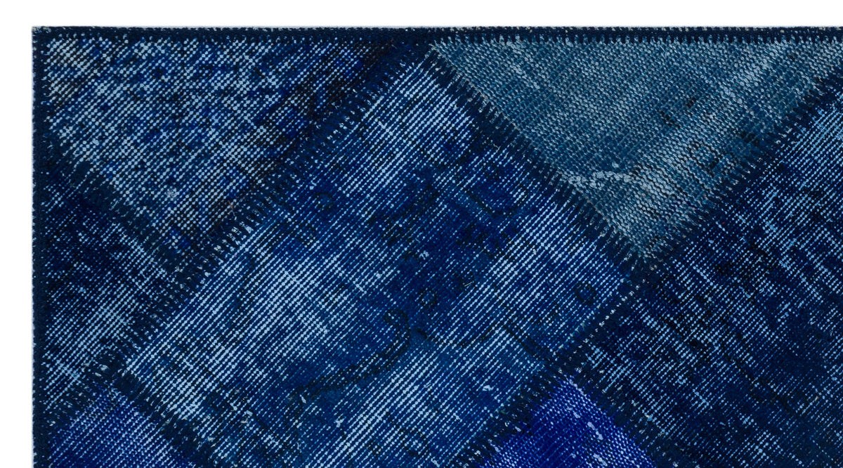 Blue Over Dyed Patchwork Unique Rug 2&#39;7&#39;&#39; x 4&#39;11&#39;&#39; ft 80 x 150 cm