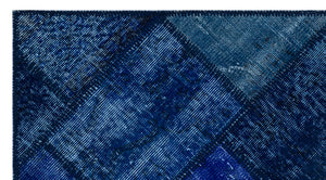 Blue Over Dyed Patchwork Unique Rug 2'7'' x 4'11'' ft 80 x 150 cm