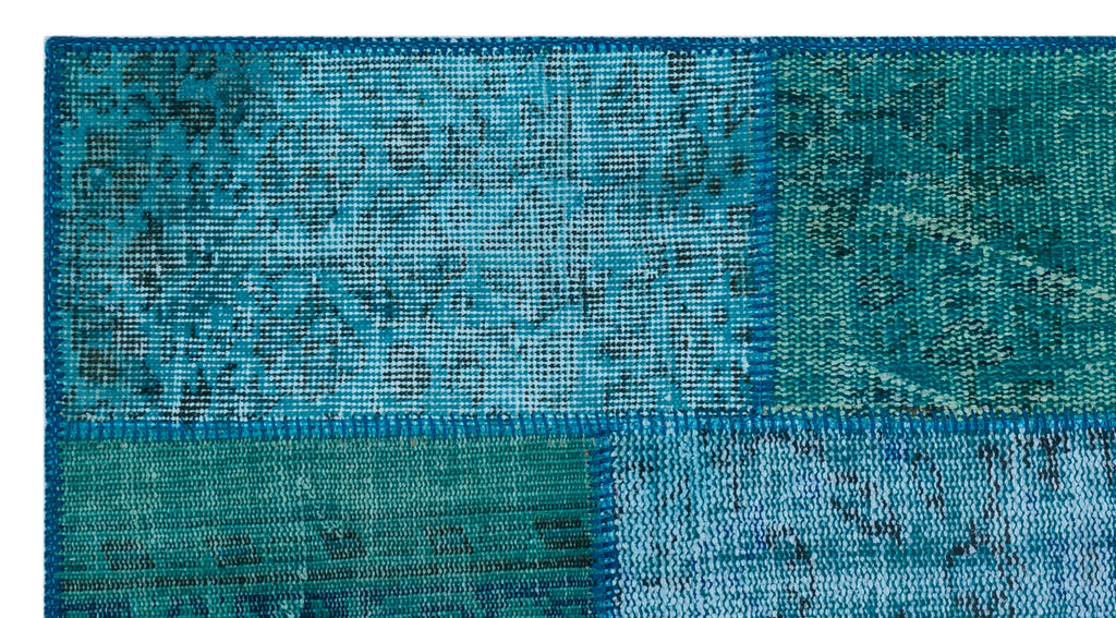 Turquoise  Over Dyed Patchwork Unique Rug 2'7'' x 4'11'' ft 80 x 150 cm