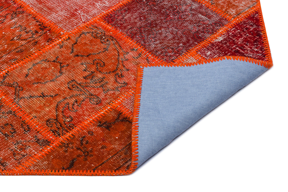Red Over Dyed Patchwork Unique Rug 2&#39;7&#39;&#39; x 4&#39;11&#39;&#39; ft 80 x 150 cm