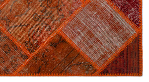 Red Over Dyed Patchwork Unique Rug 2'7'' x 4'11'' ft 80 x 150 cm