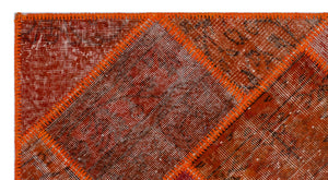 Red Over Dyed Patchwork Unique Rug 2'7'' x 4'11'' ft 80 x 150 cm