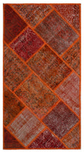 Red Over Dyed Patchwork Unique Rug 2'7'' x 4'11'' ft 80 x 150 cm