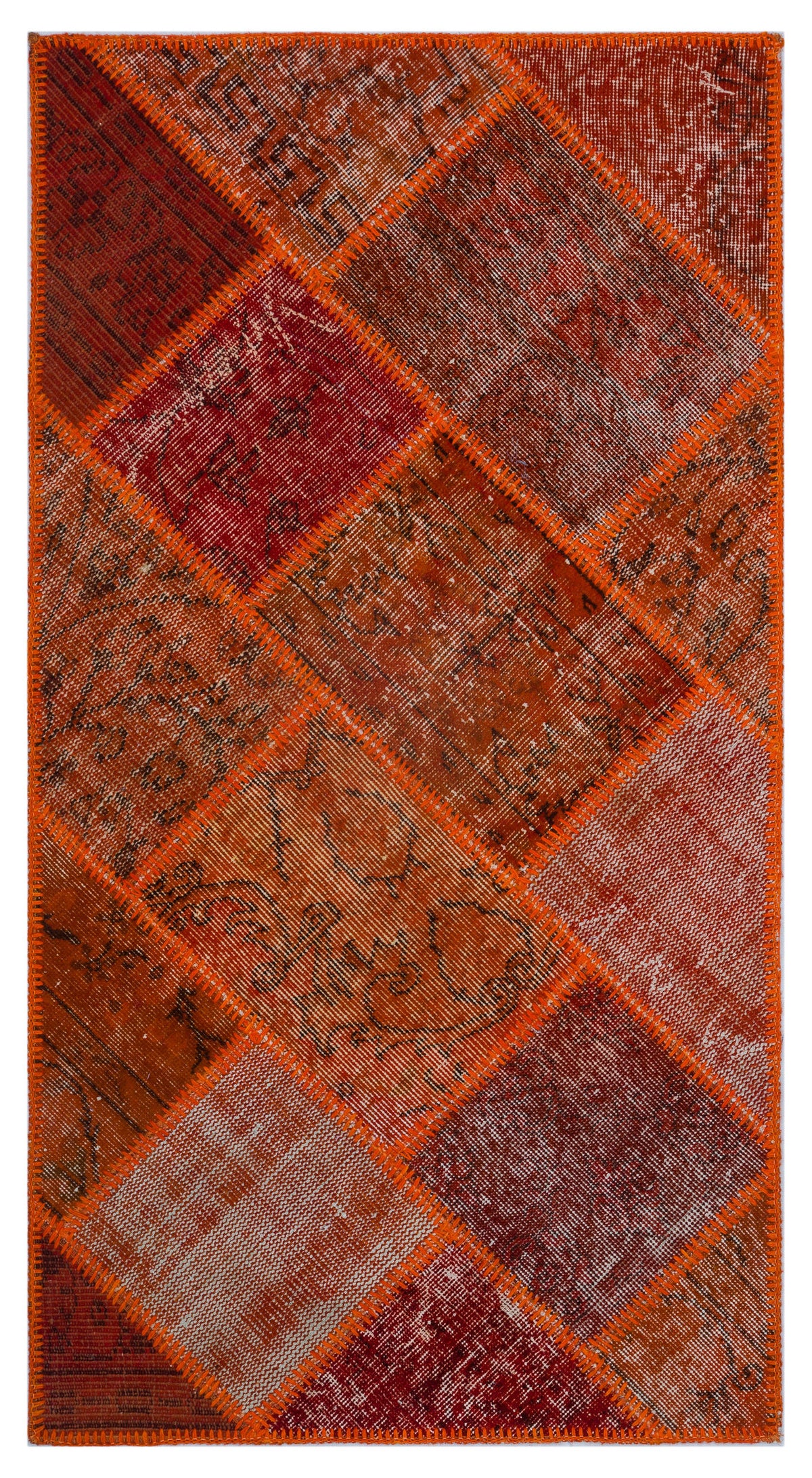 Red Over Dyed Patchwork Unique Rug 2&#39;7&#39;&#39; x 4&#39;11&#39;&#39; ft 80 x 150 cm