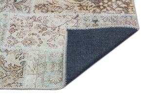 Beige Over Dyed Patchwork Unique Rug 2'7'' x 4'11'' ft 80 x 150 cm