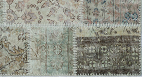 Beige Over Dyed Patchwork Unique Rug 2'7'' x 4'11'' ft 80 x 150 cm