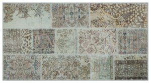Beige Over Dyed Patchwork Unique Rug 2'7'' x 4'11'' ft 80 x 150 cm