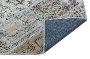 Beige Over Dyed Patchwork Unique Rug 2'7'' x 4'11'' ft 80 x 150 cm