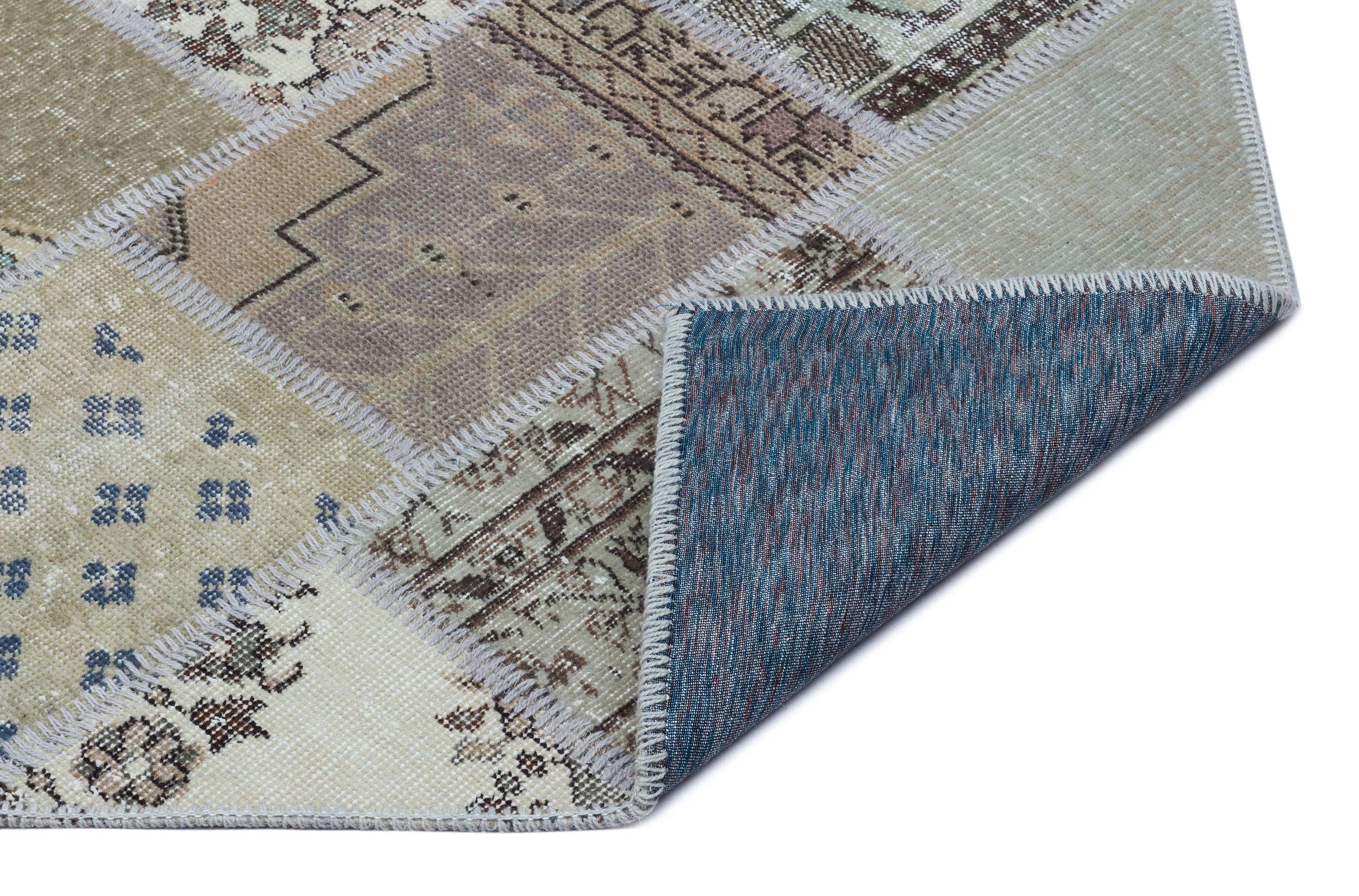 Beige Over Dyed Patchwork Unique Rug 2'7'' x 4'11'' ft 80 x 150 cm