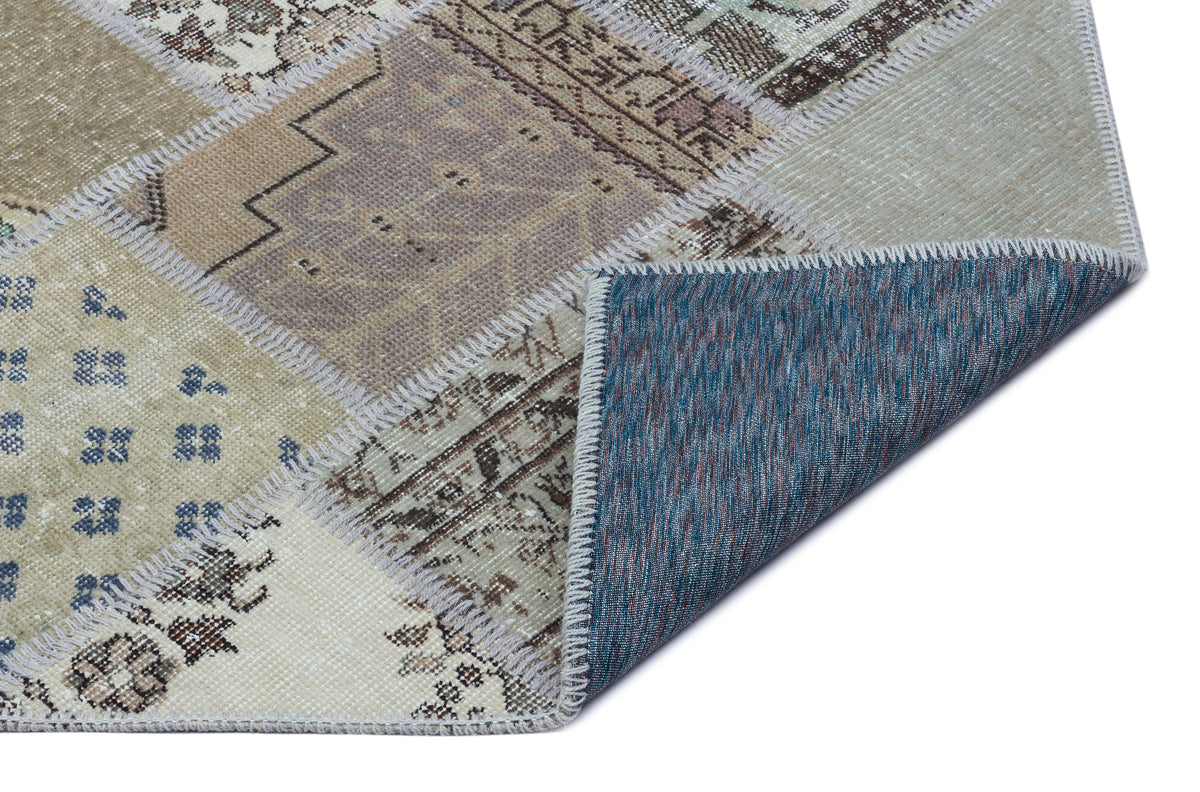 Beige Over Dyed Patchwork Unique Rug 2&#39;7&#39;&#39; x 4&#39;11&#39;&#39; ft 80 x 150 cm