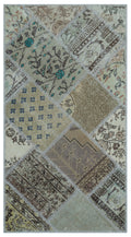 Beige Over Dyed Patchwork Unique Rug 2'7'' x 4'11'' ft 80 x 150 cm