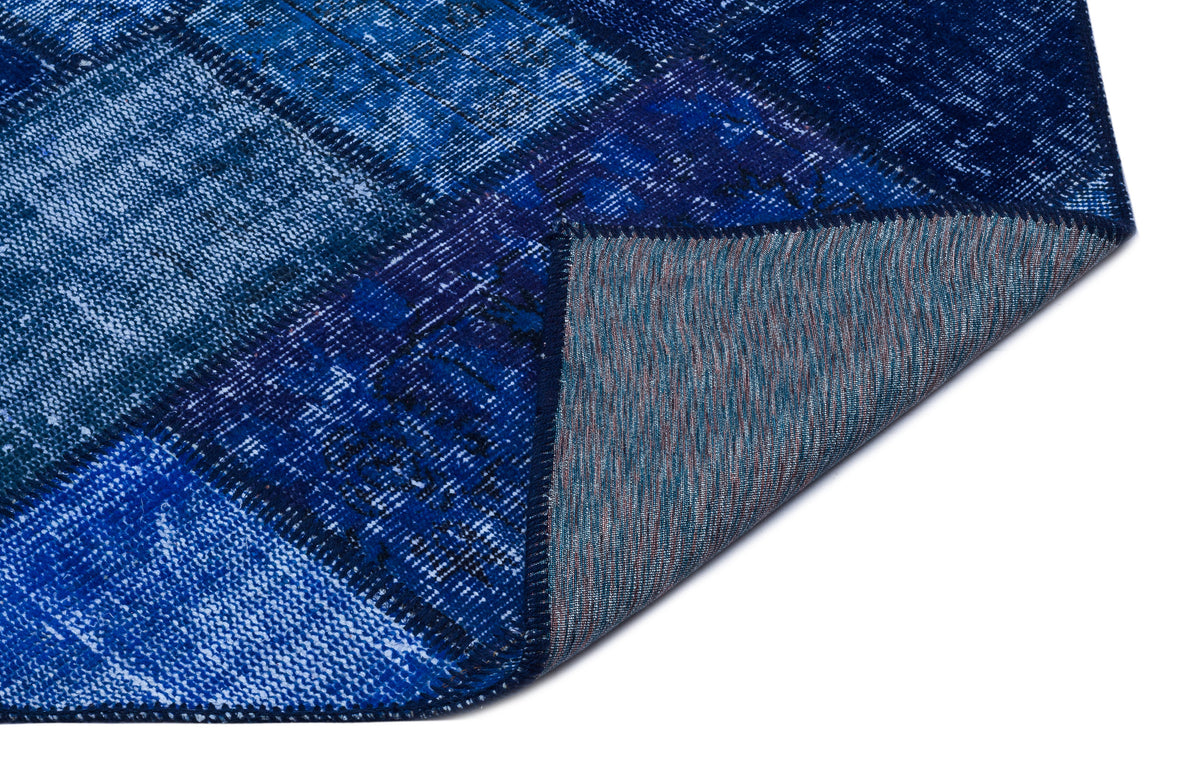 Blue Over Dyed Patchwork Unique Rug 2&#39;7&#39;&#39; x 4&#39;11&#39;&#39; ft 80 x 150 cm