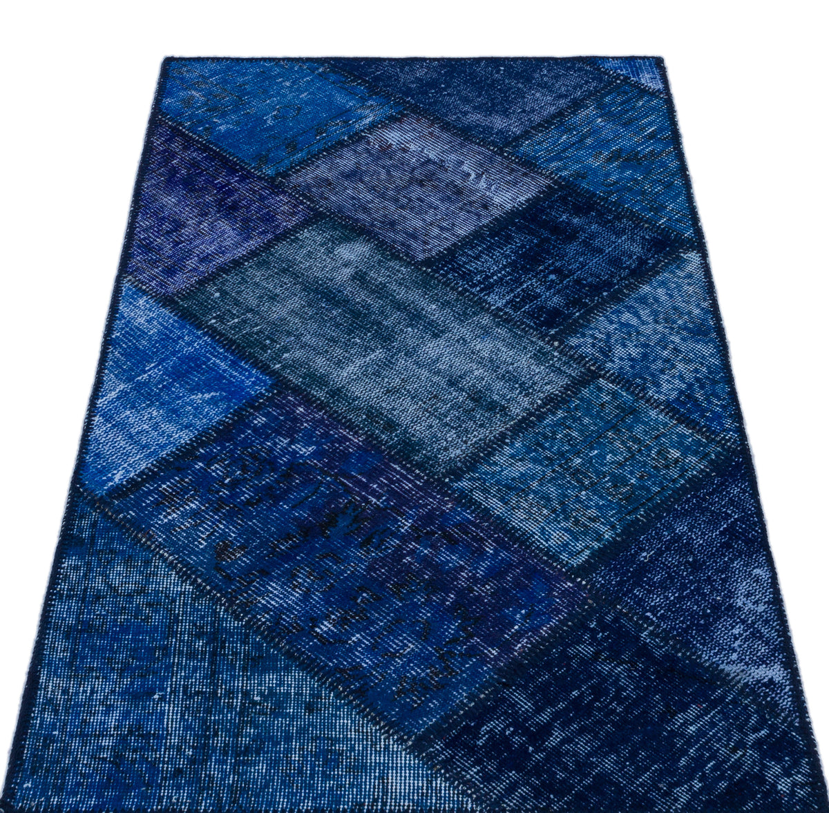 Blue Over Dyed Patchwork Unique Rug 2&#39;7&#39;&#39; x 4&#39;11&#39;&#39; ft 80 x 150 cm
