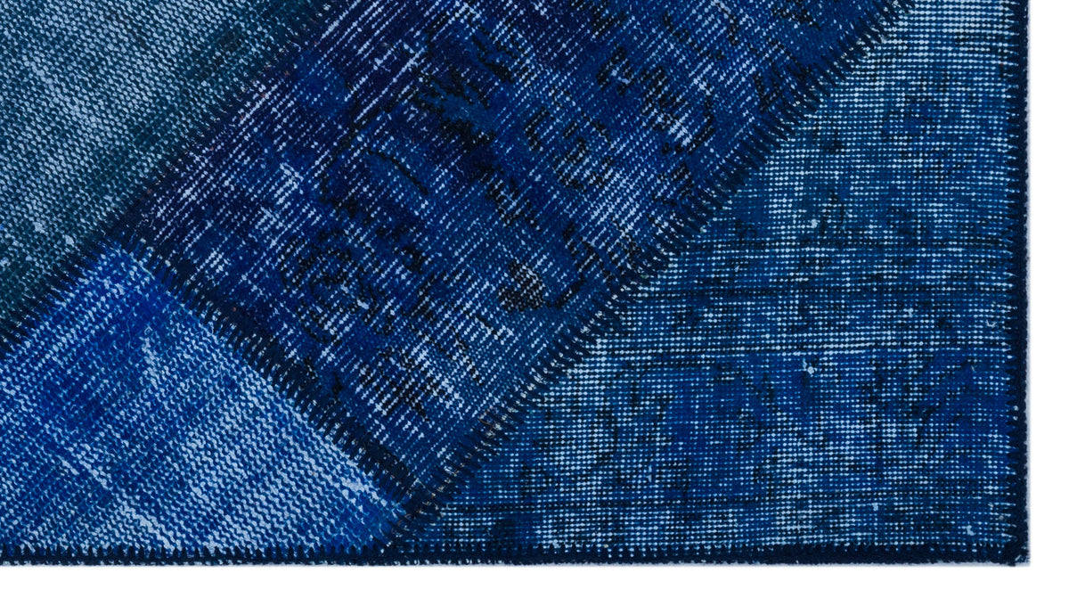 Blue Over Dyed Patchwork Unique Rug 2&#39;7&#39;&#39; x 4&#39;11&#39;&#39; ft 80 x 150 cm