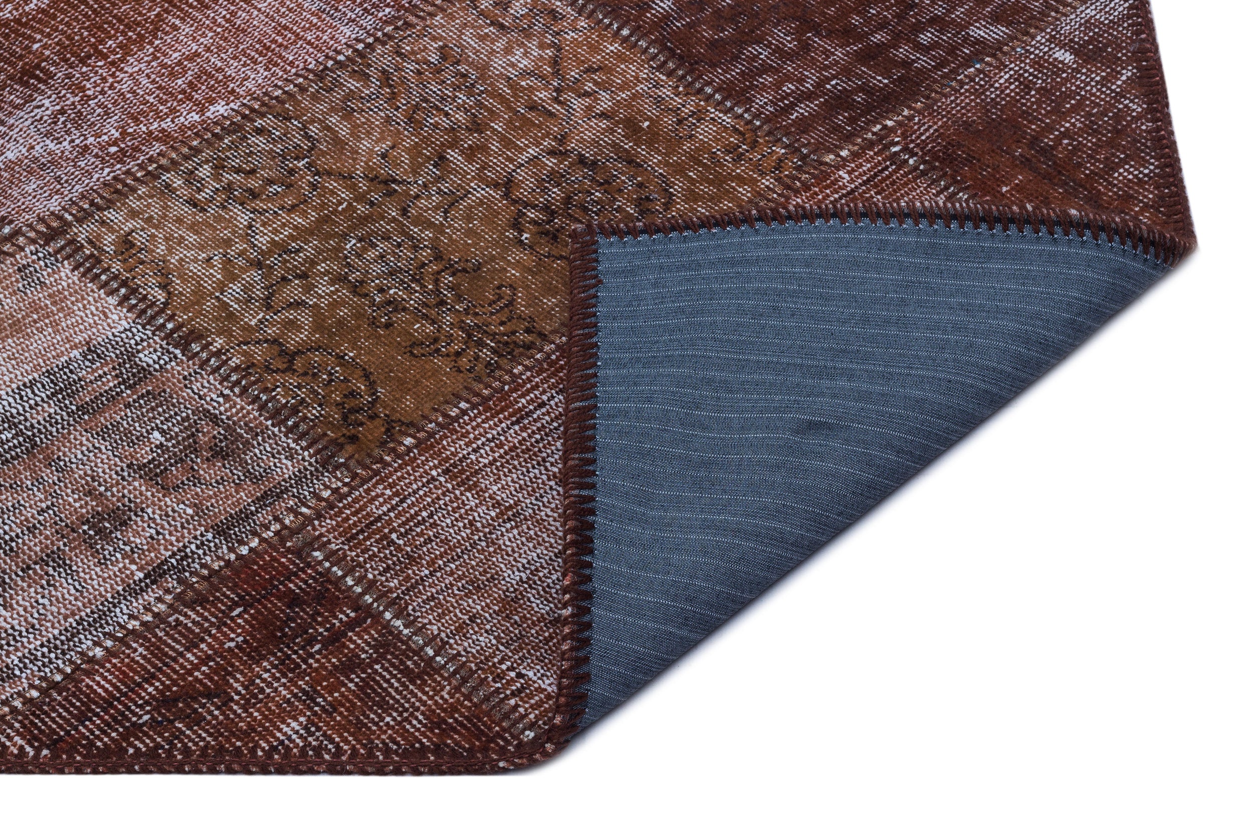 Brown Over Dyed Patchwork Unique Rug 2'7'' x 4'11'' ft 80 x 150 cm